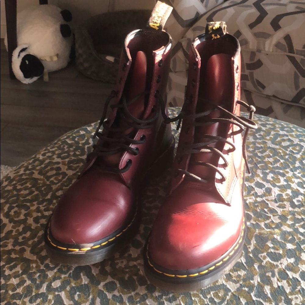 Burgundy Dr. Martens boots